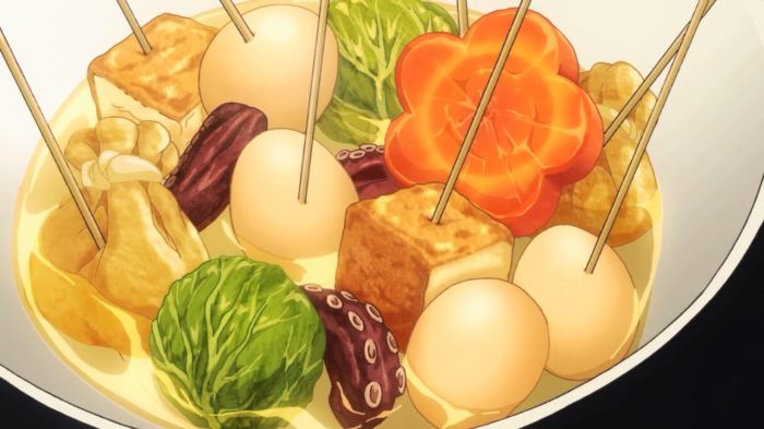 Todokoro Megumi creats Breakfast Oden. (Shokugeki no Soma ep13)