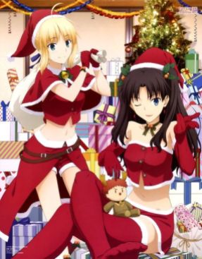 Santa girls, Saber (Athuria Pendragon (アルトリア・ペンドラゴン)) & Tohsaka Rin (遠坂 凛). (Fate/Stay Night )