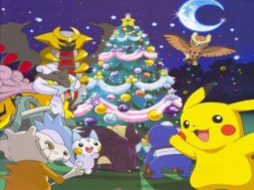 Pikachu (ピカチュウ) & his friends are enjoying Christmas night. (Pokemon)