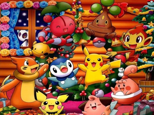 Pikachu (ピカチュウ) & his friends are enjoying Christmas party. (Pokemon)