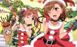 Misaka Mikoto (御坂 美琴) Shirai Kuroko (白井 黒子) Index Librorum Prohibitorum (禁書目録 (インデックス)) are celebrating Christmas party. (Toaru Kagaku no Railgun)